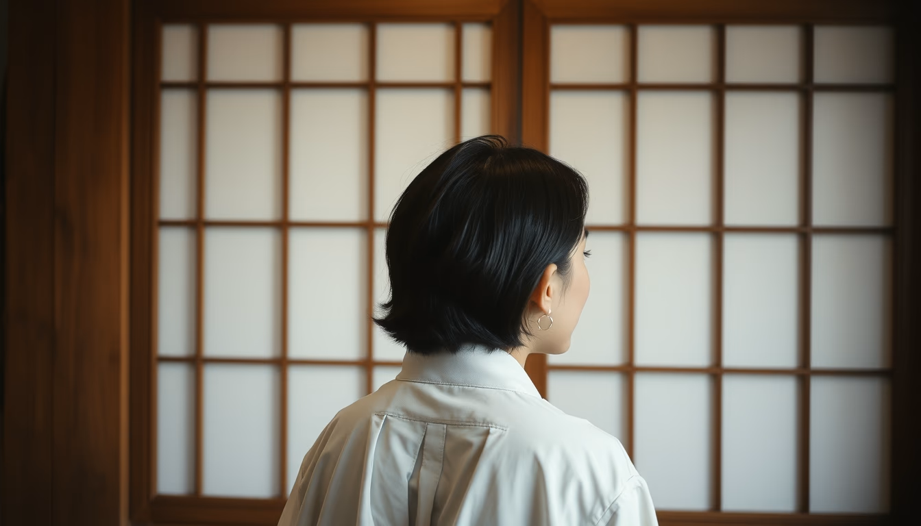 shoji screen wooden in editorial style