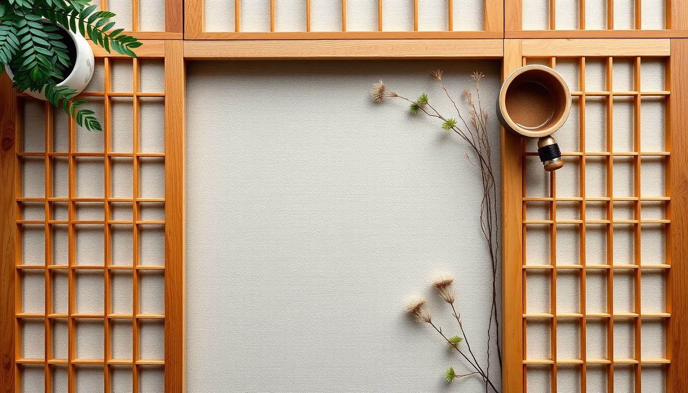 shoji screen wooden in editorial style