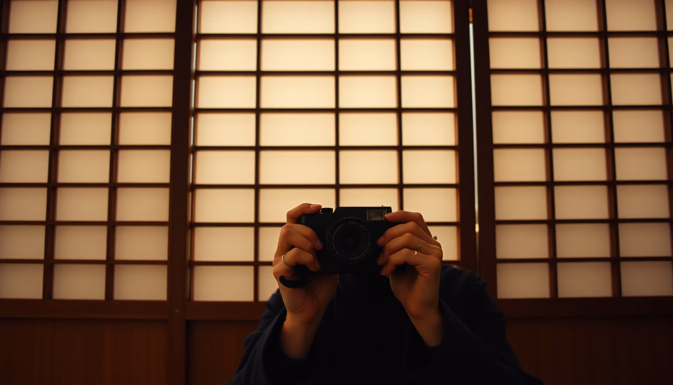 shoji screen wooden in editorial style