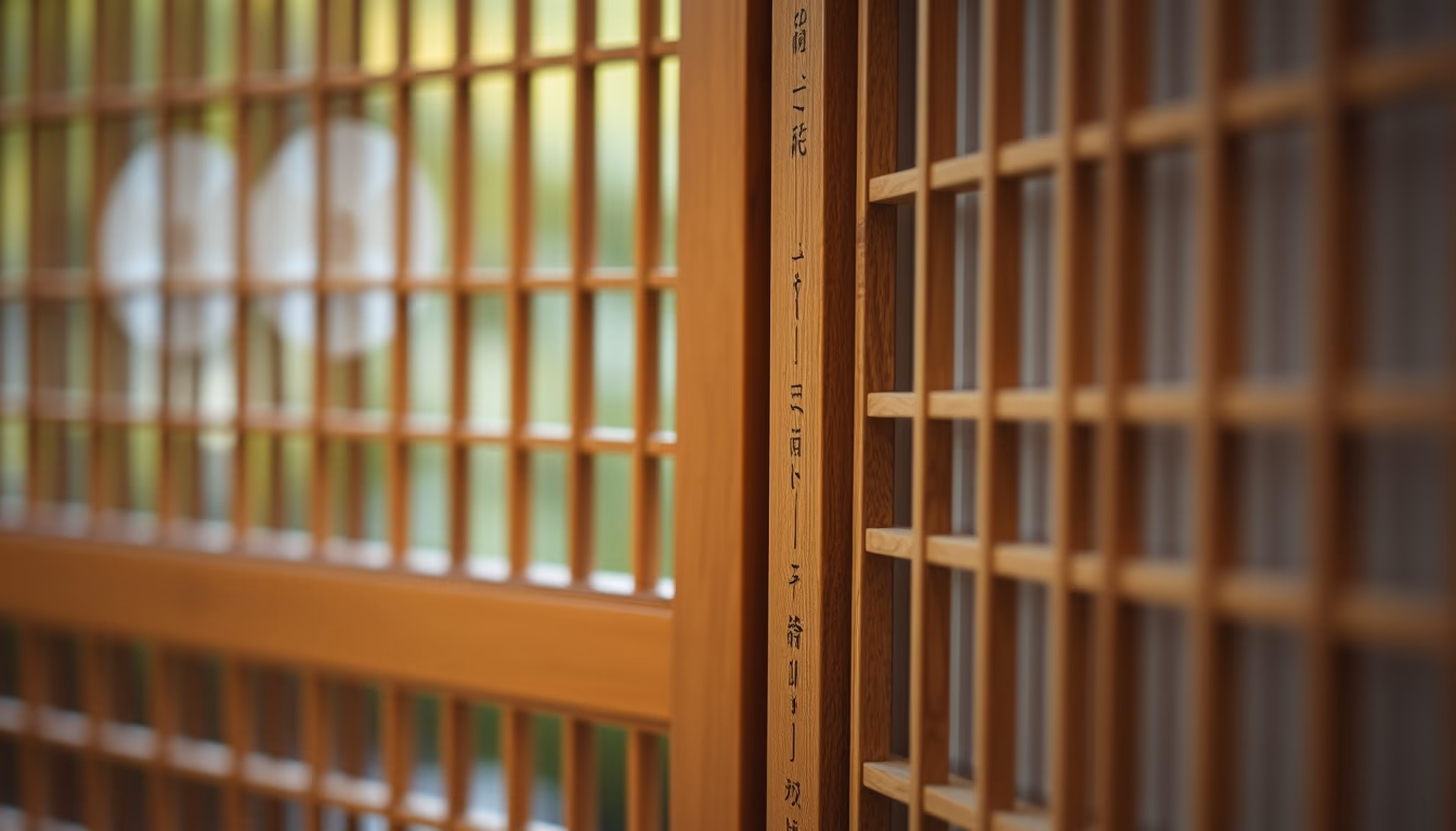shoji screen wooden in editorial style
