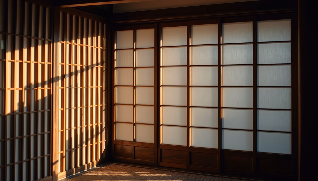 shoji screen wooden in editorial style