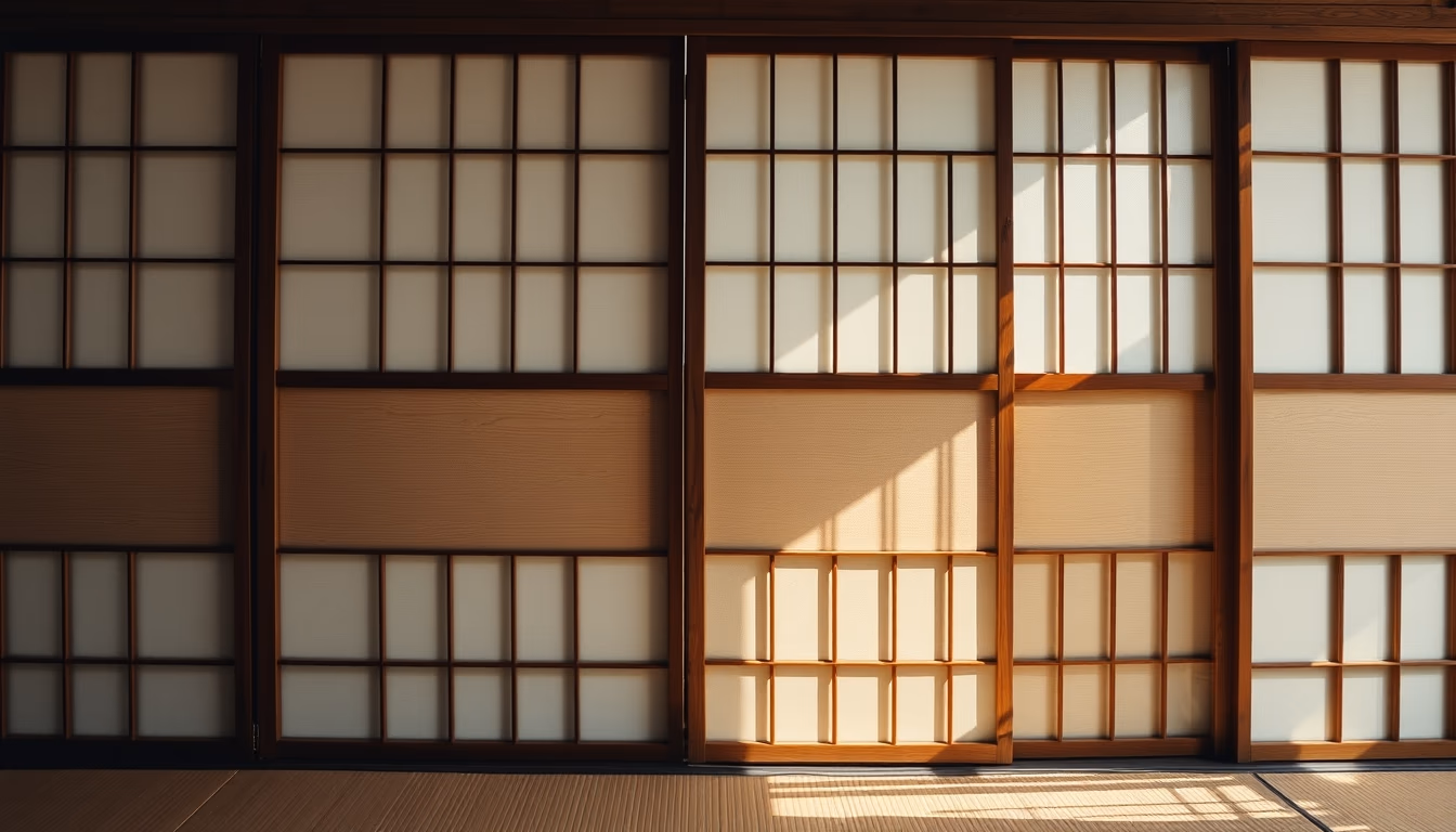shoji screen wooden in editorial style