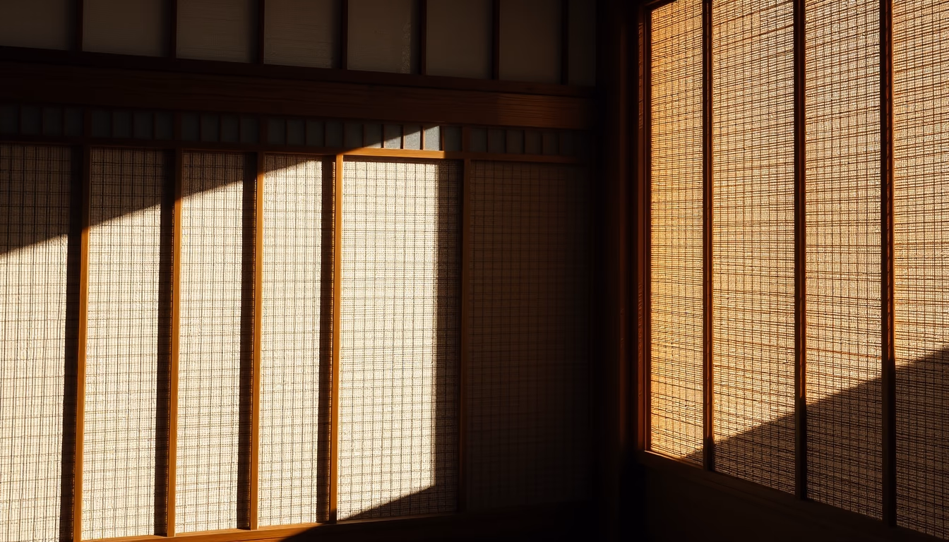 shoji screen wooden in editorial style