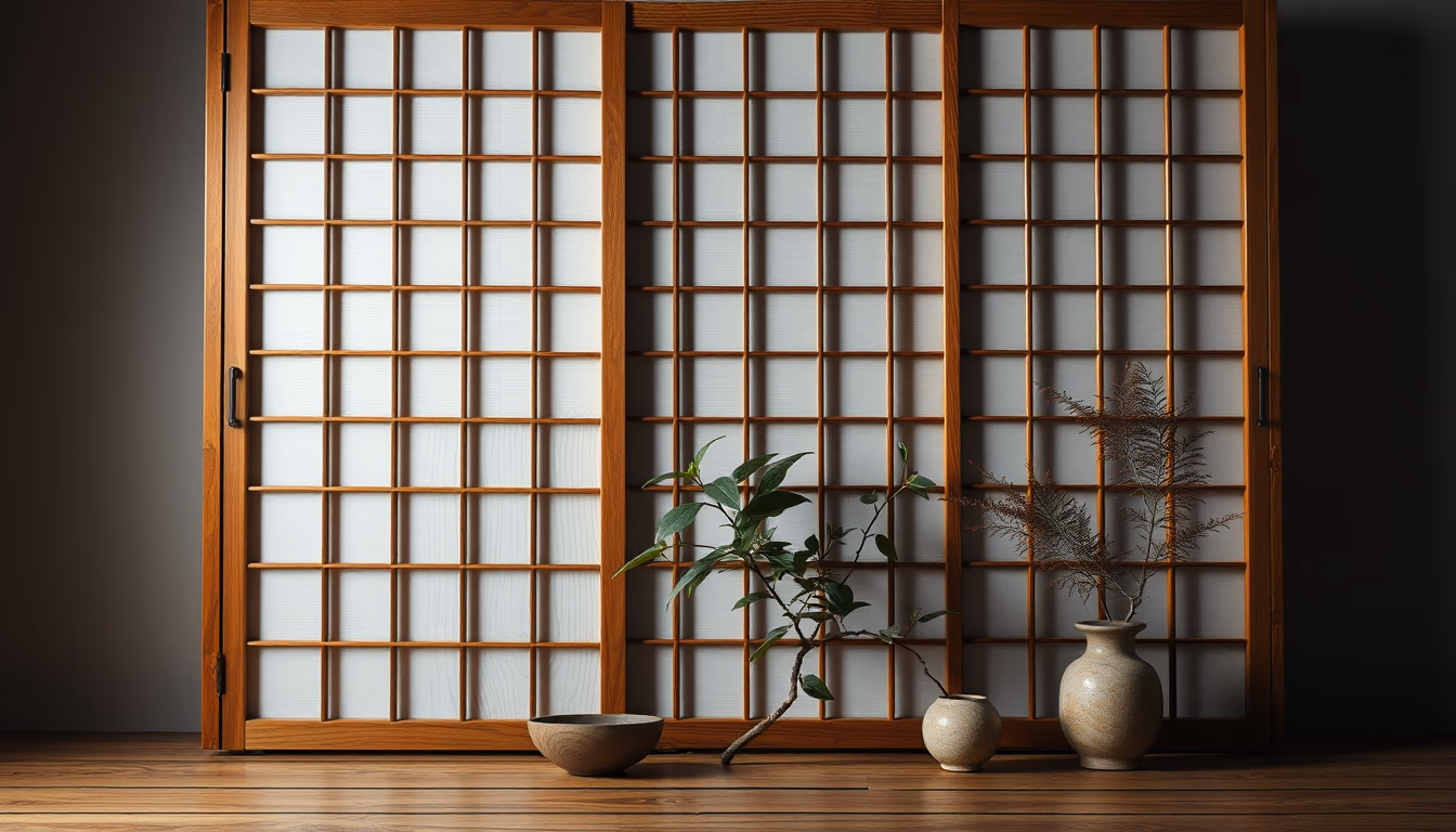 shoji screen wooden in editorial style