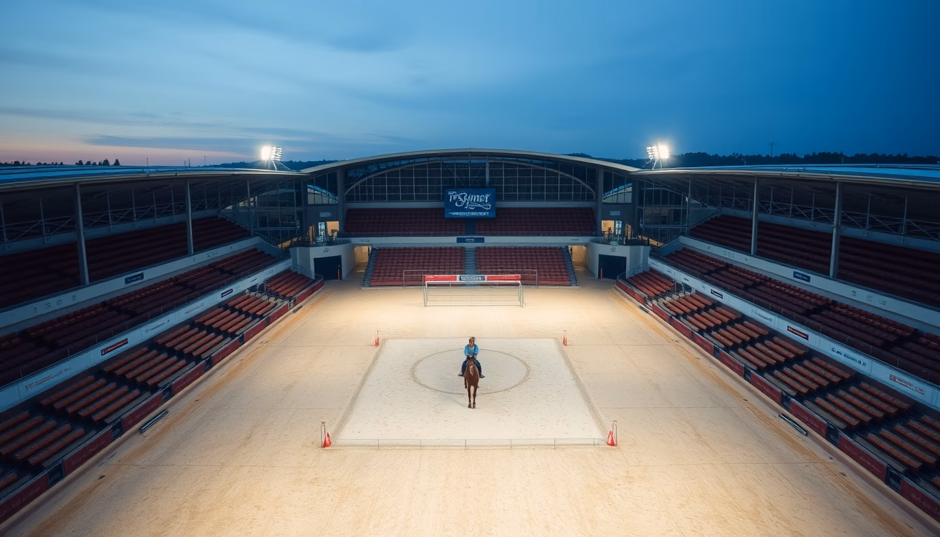 show jumping arena empty in editorial style