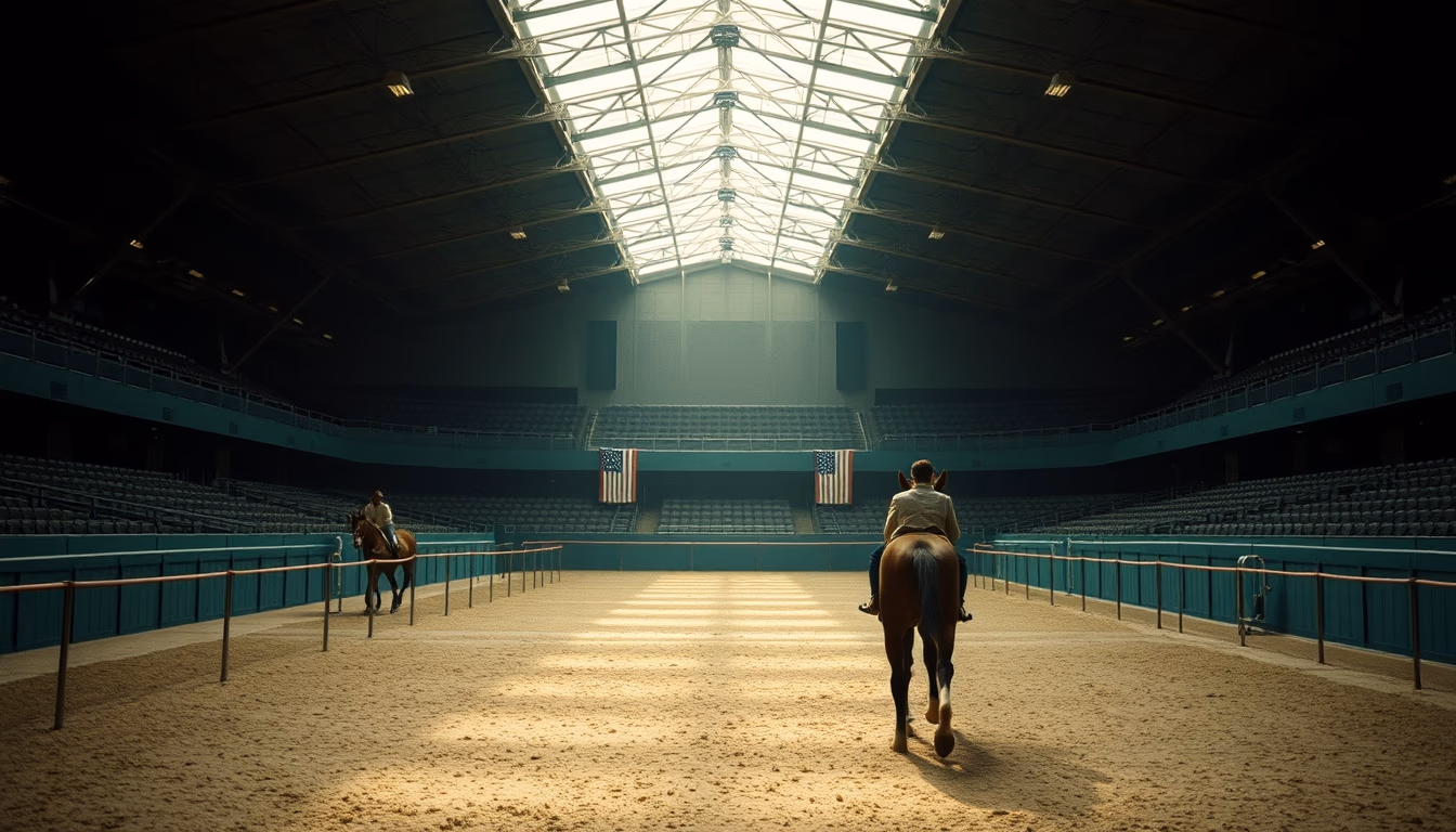 show jumping arena empty in editorial style