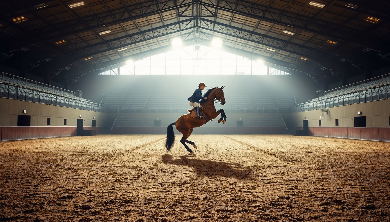 show jumping arena empty in editorial style
