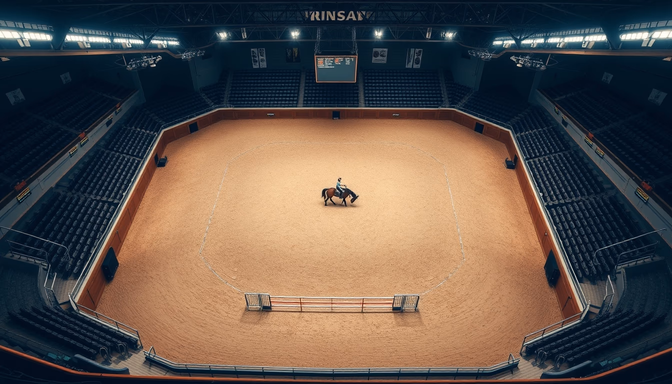 show jumping arena empty in editorial style