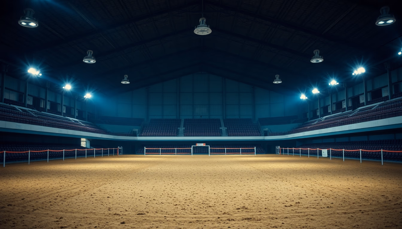 show jumping arena empty in editorial style