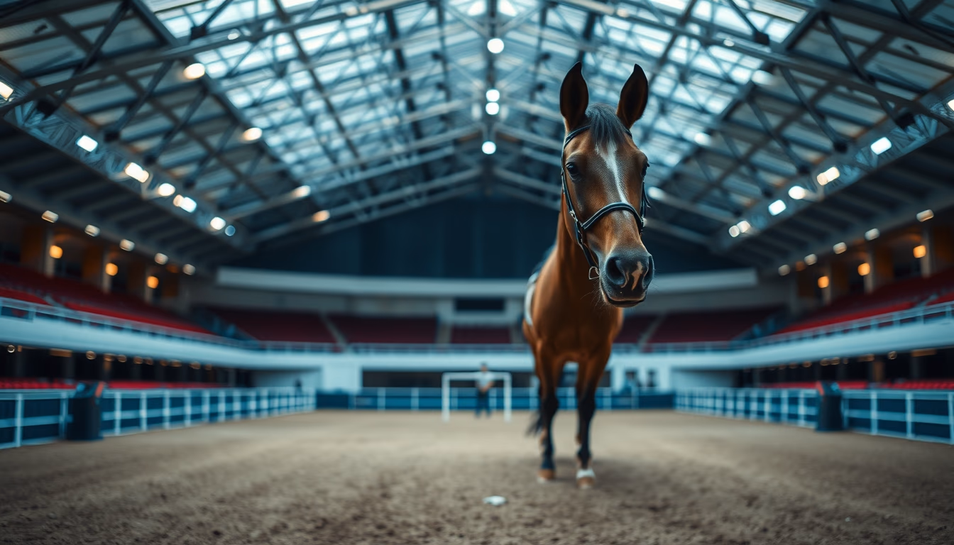 show jumping arena empty in editorial style