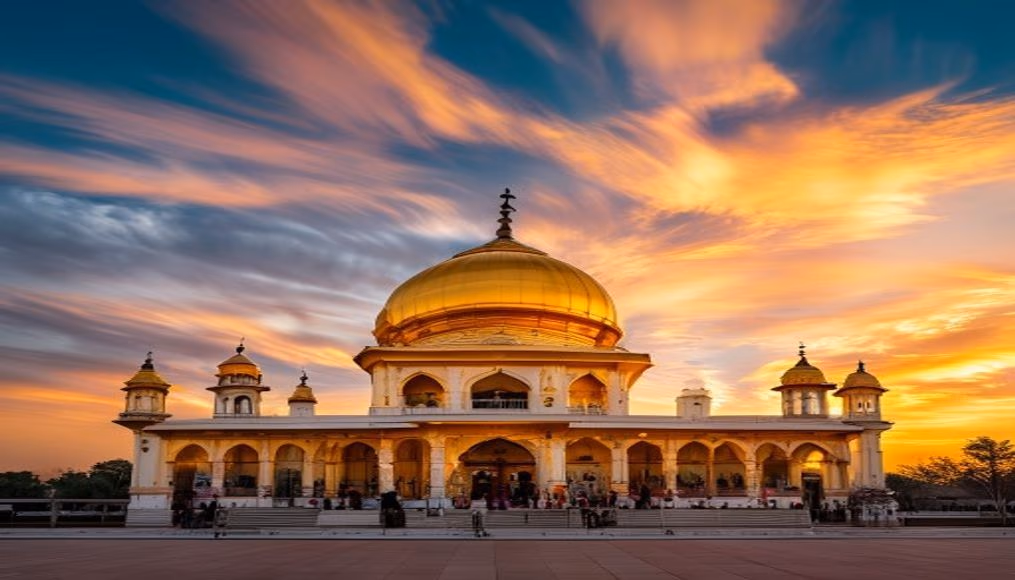 sikh gurdwara golden in editorial style