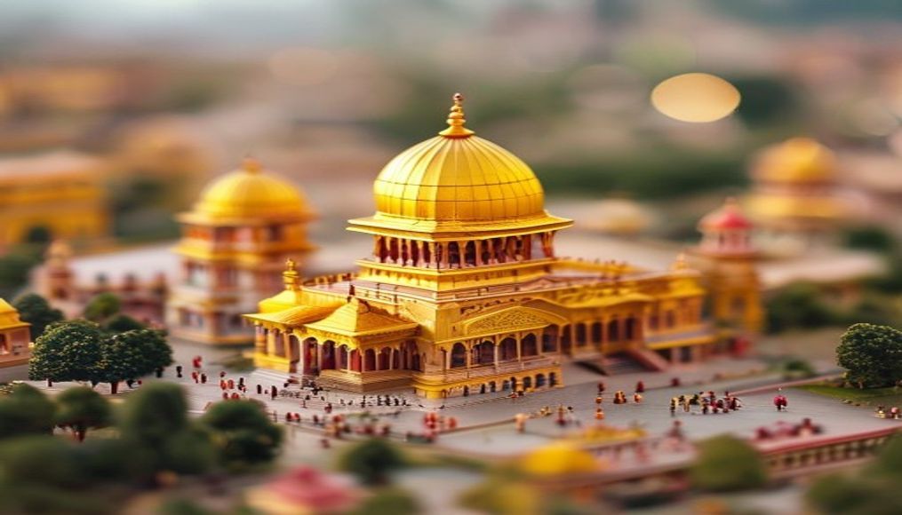 sikh gurdwara golden in editorial style