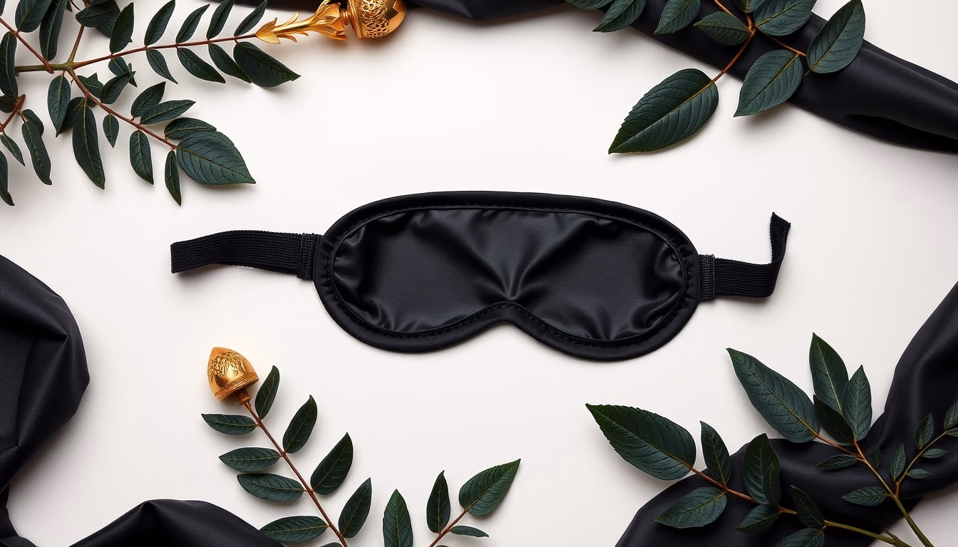 silk eye mask black in editorial style