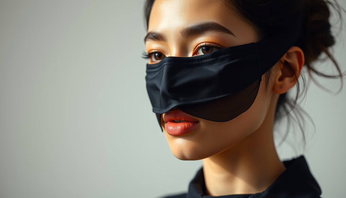 silk eye mask black in editorial style