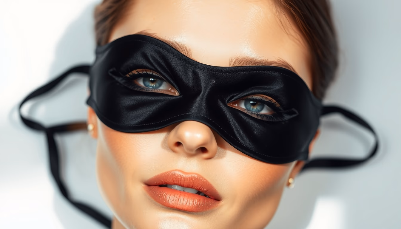 silk eye mask black in editorial style
