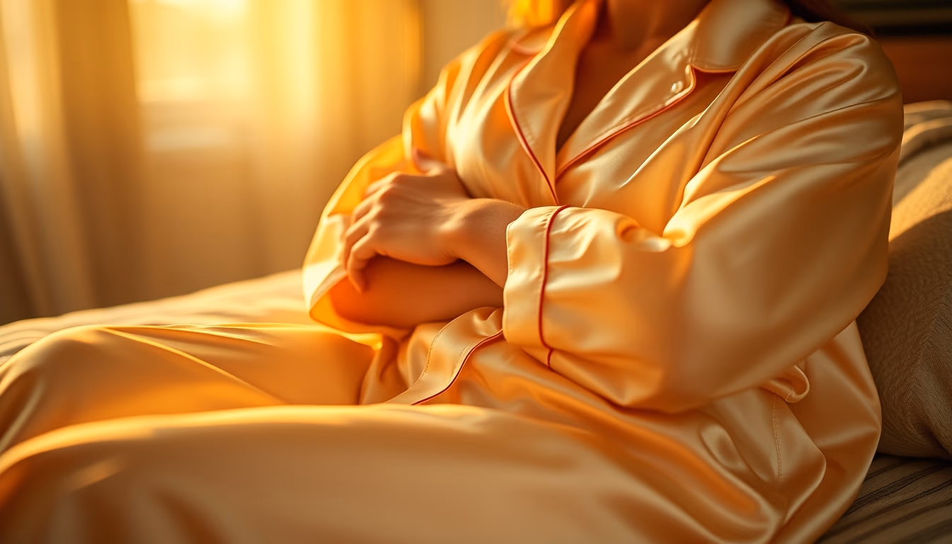 silk pajamas folded in editorial style