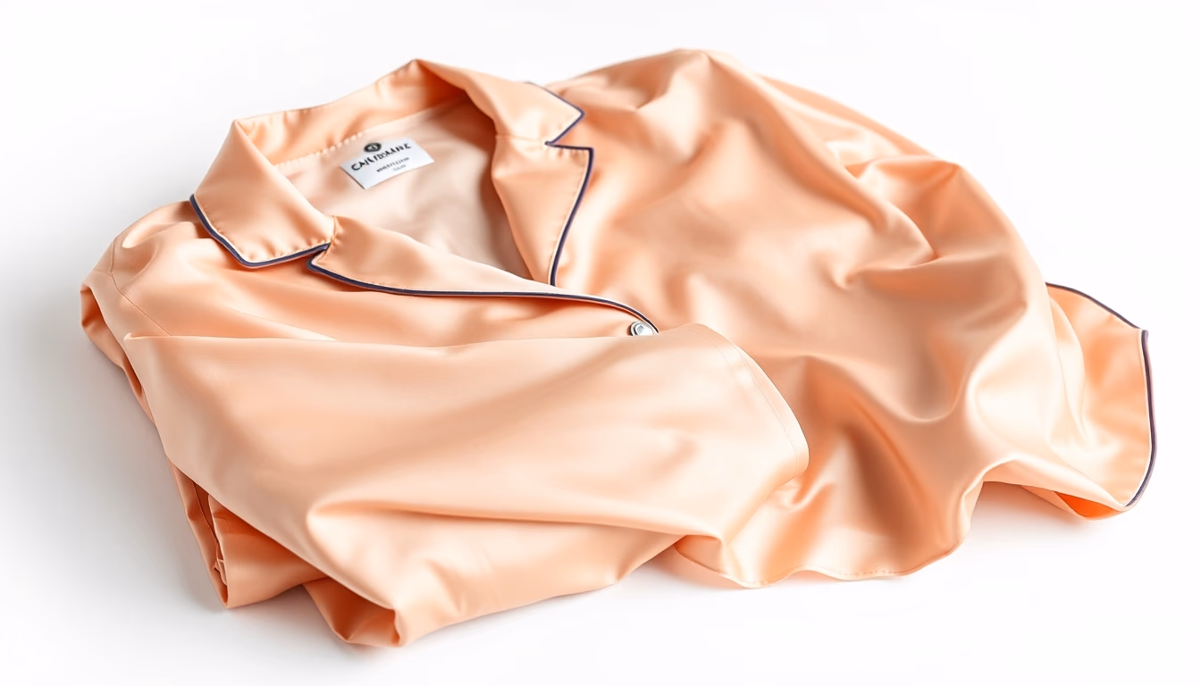 silk pajamas folded in editorial style