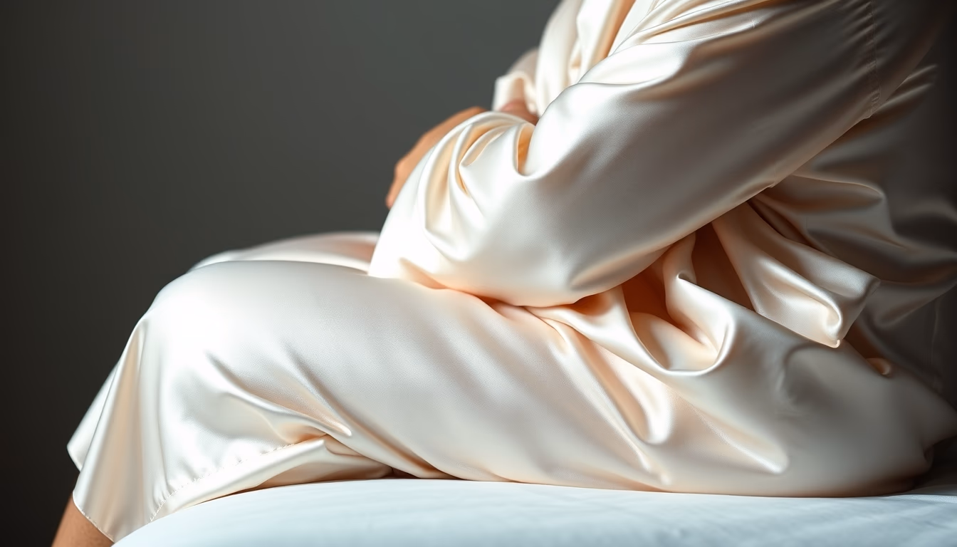 silk pajamas folded in editorial style