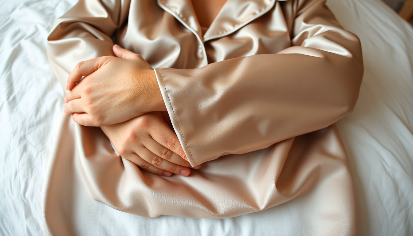 silk pajamas folded in editorial style