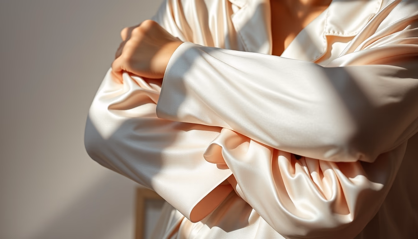 silk pajamas folded in editorial style