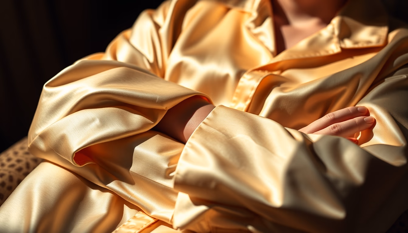 silk pajamas folded in editorial style