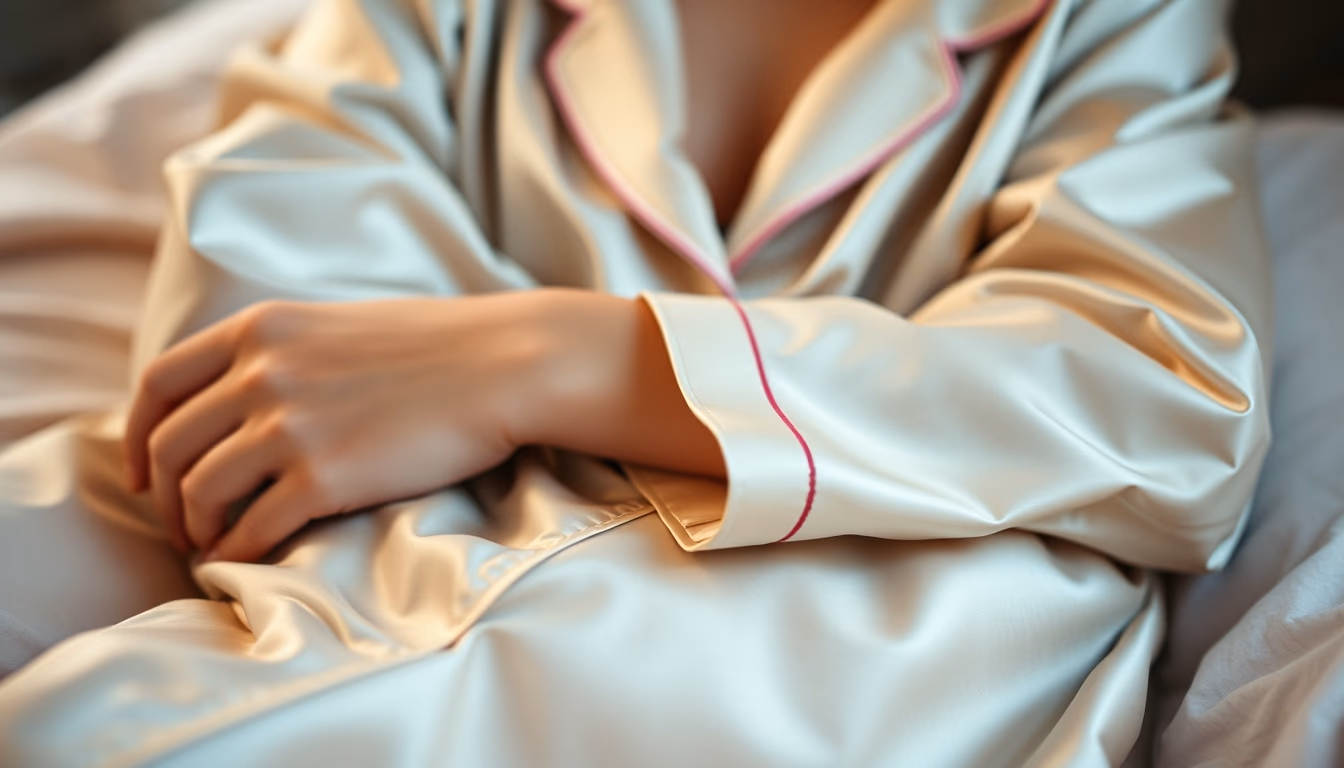silk pajamas folded in editorial style