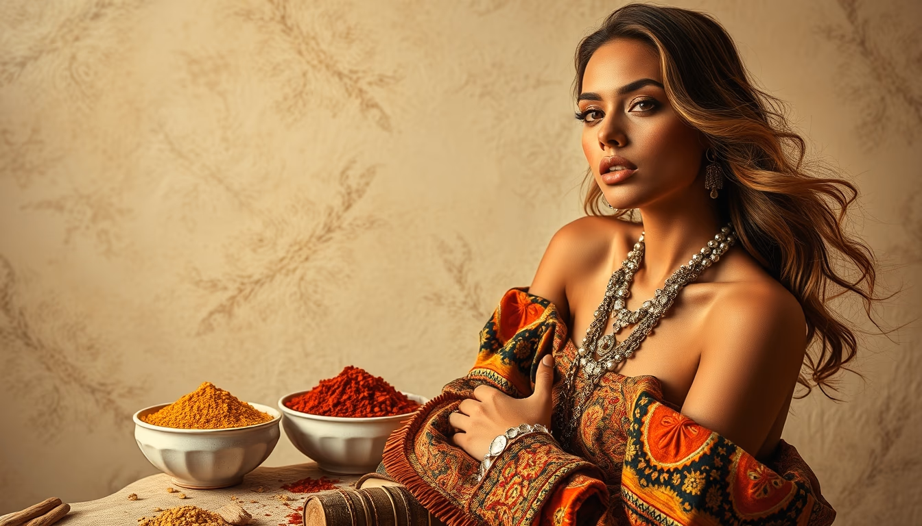 silk road spices arrayed in editorial style