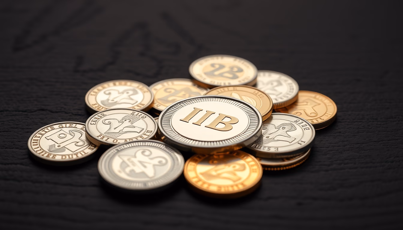 silver coins spread on dark wood in editorial style