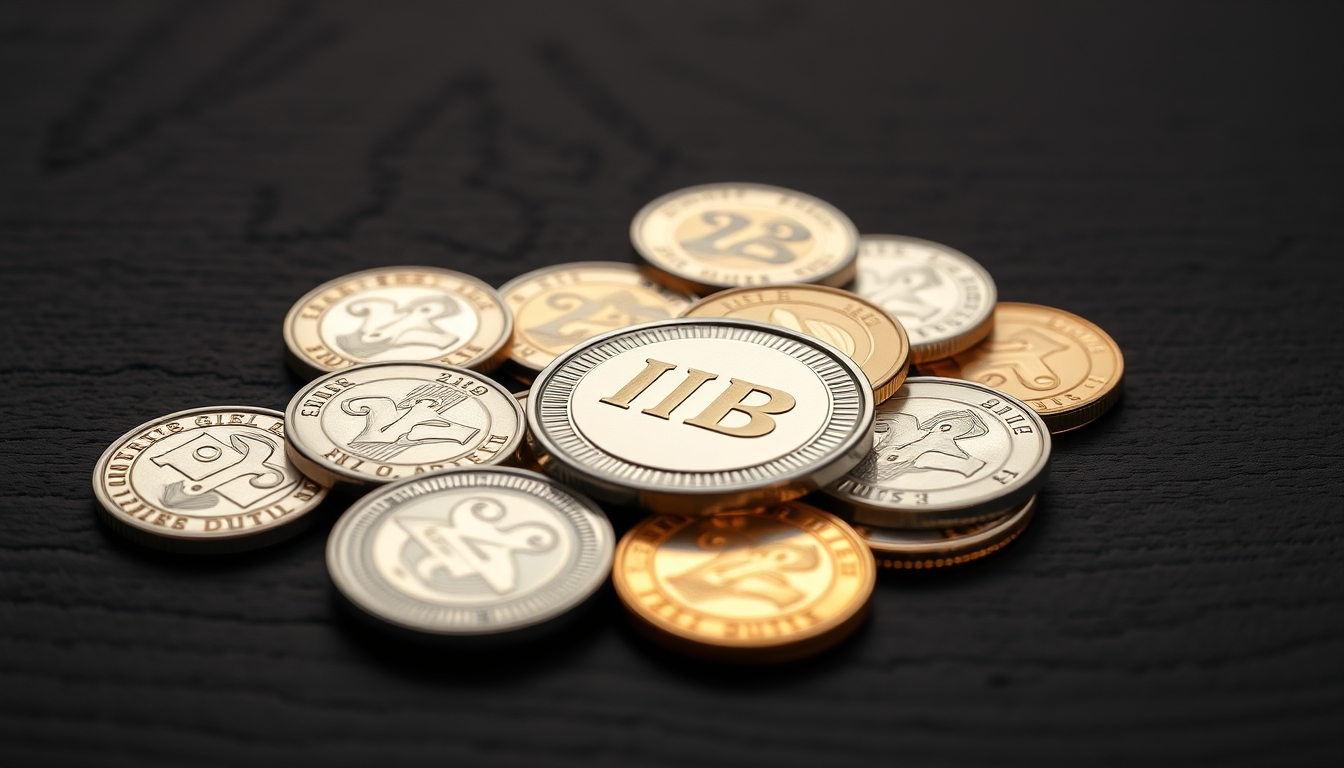 silver coins spread on dark wood in editorial style