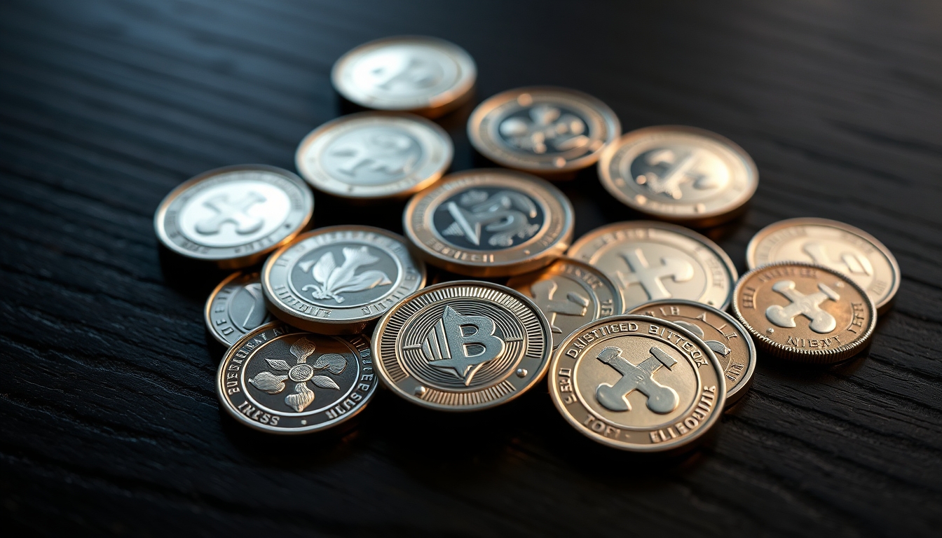 silver coins spread on dark wood in editorial style