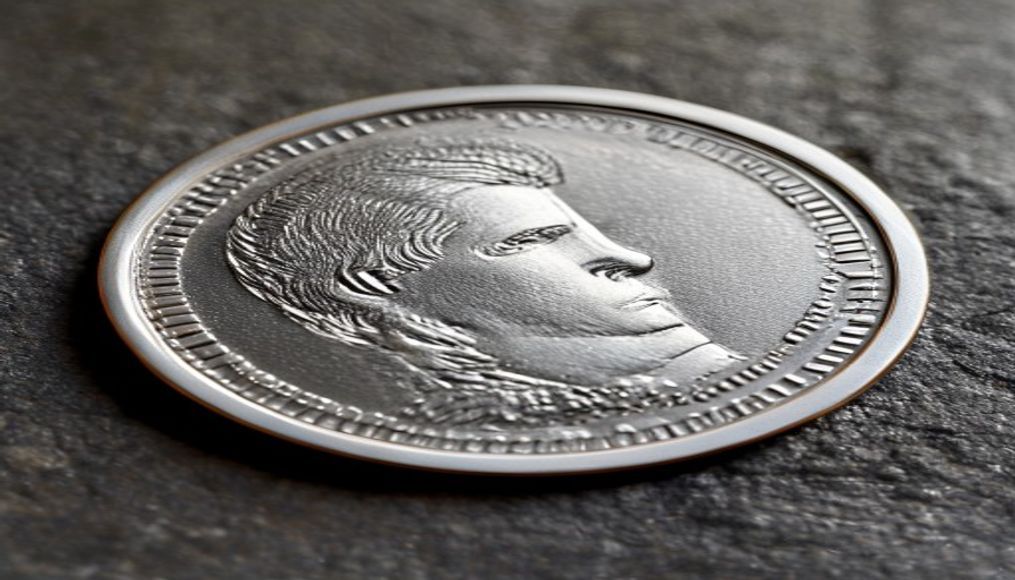 silver dollar coin in editorial style