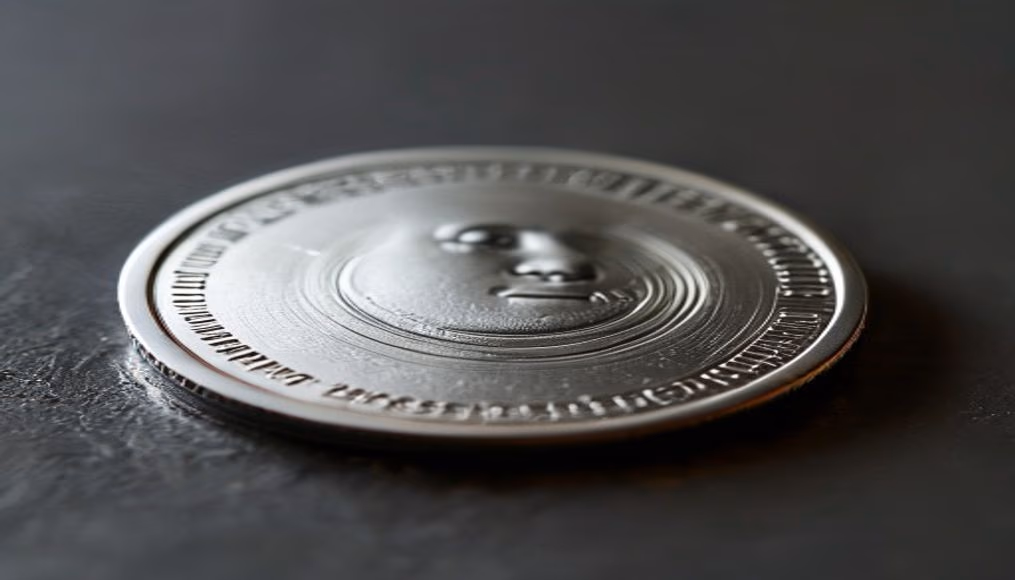 silver dollar coin in editorial style
