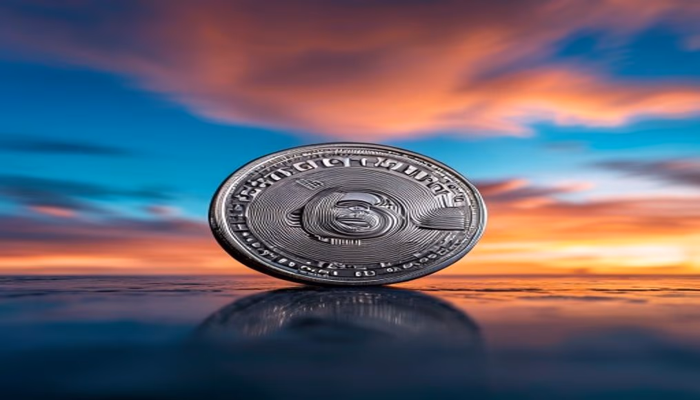 Silver dollar coin em estilo editorial