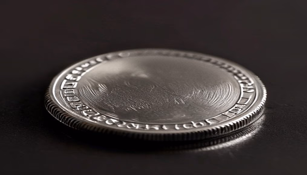 Silver dollar coin em estilo editorial