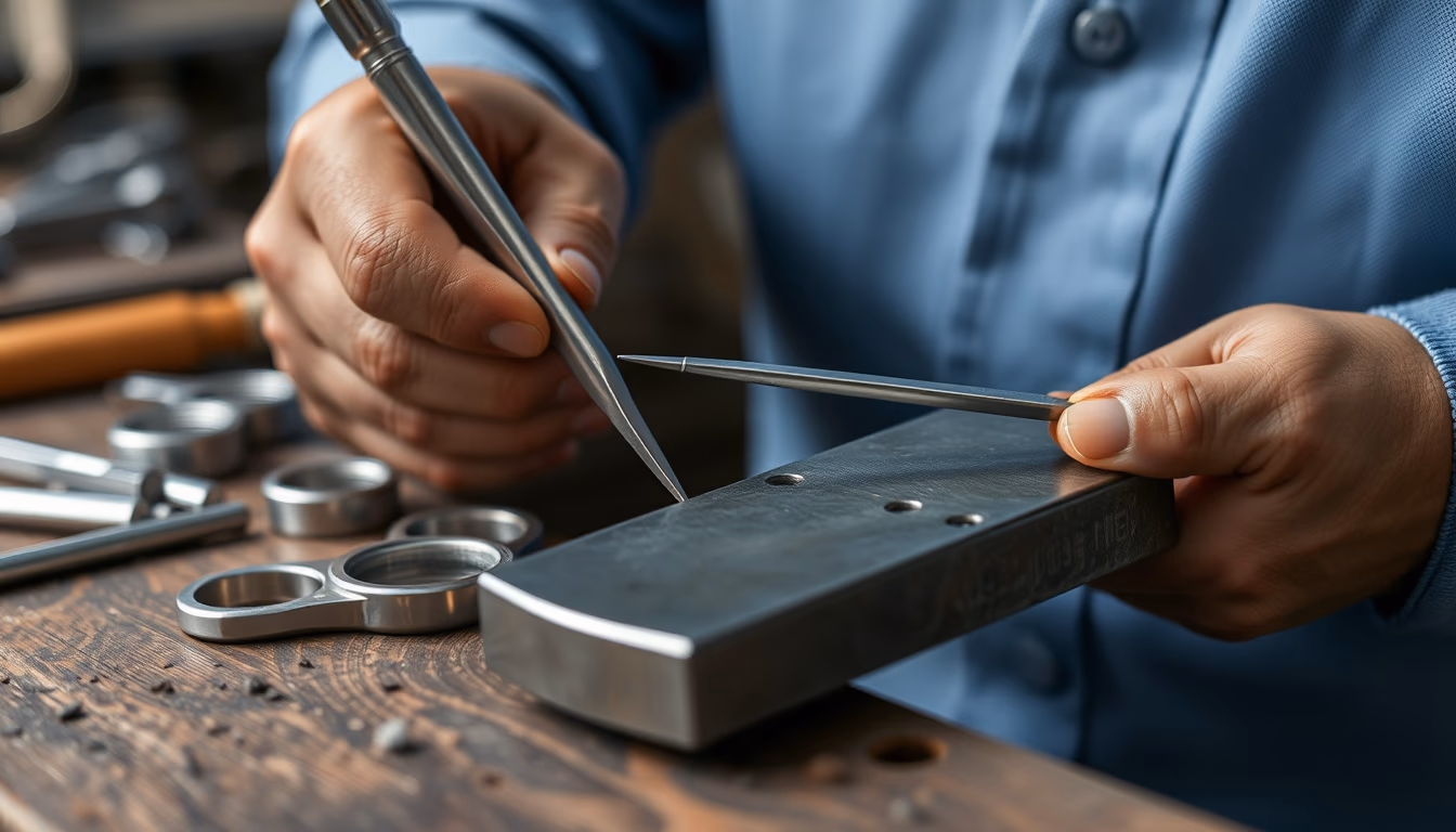 silver smithing tools in editorial style