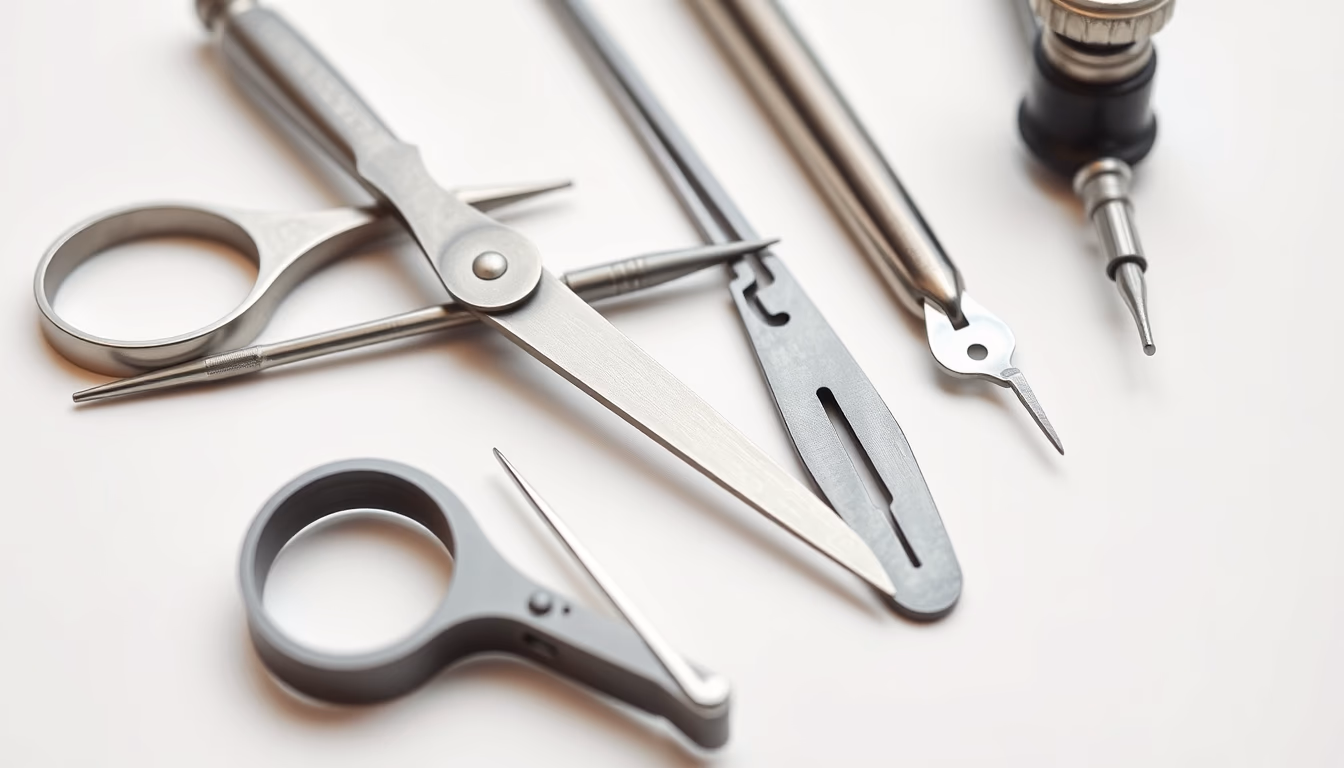 silver smithing tools in editorial style