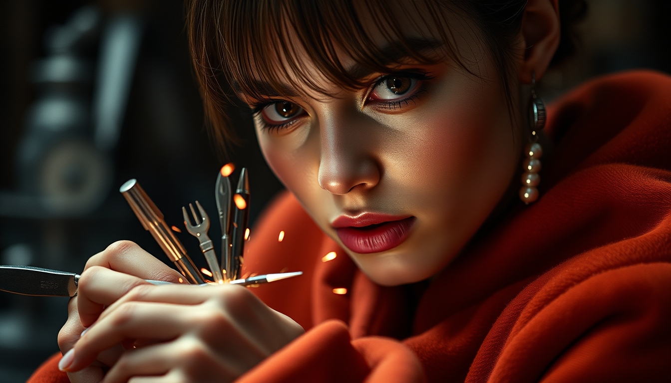 silver smithing tools in editorial style