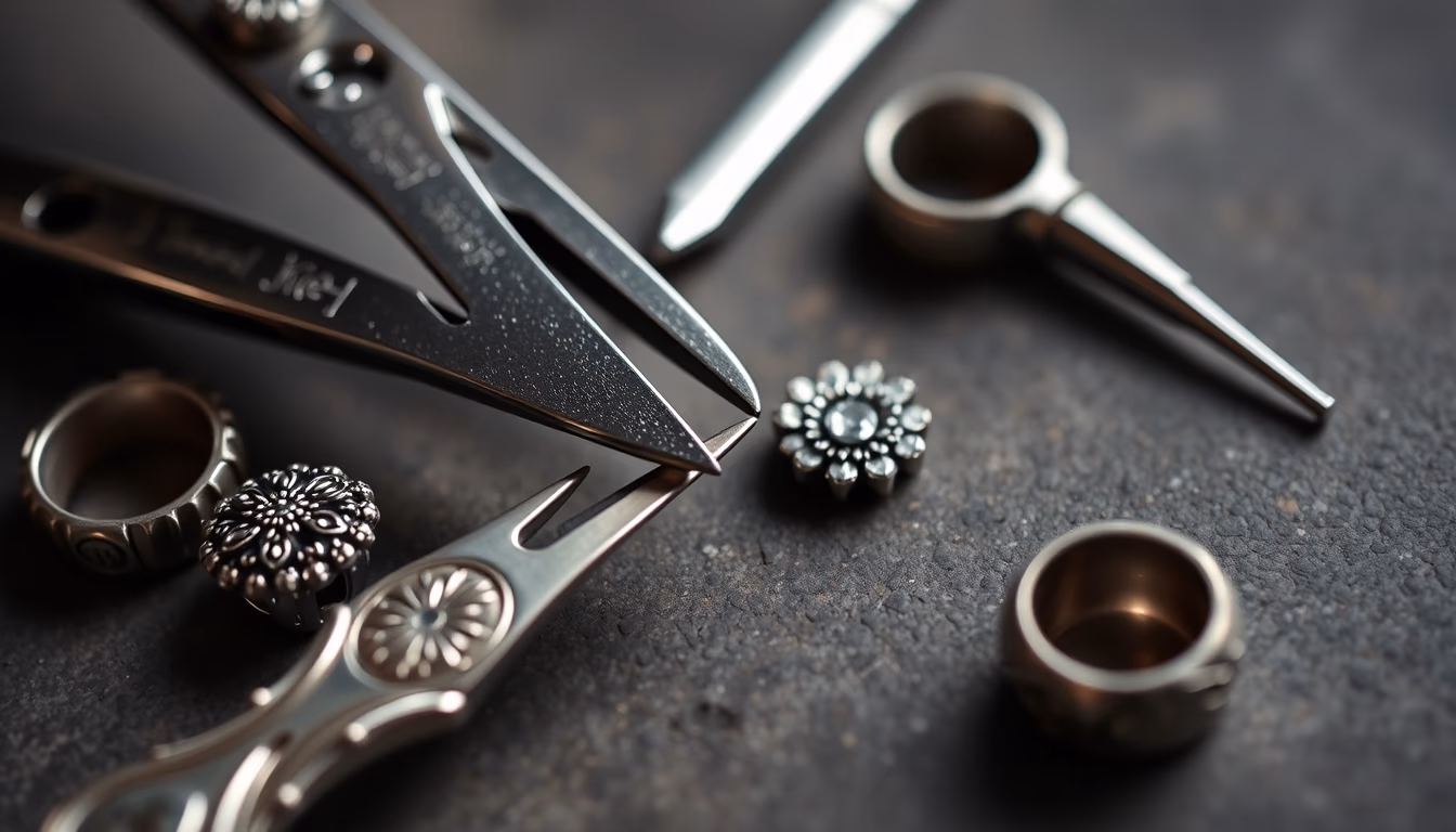 silver smithing tools in editorial style