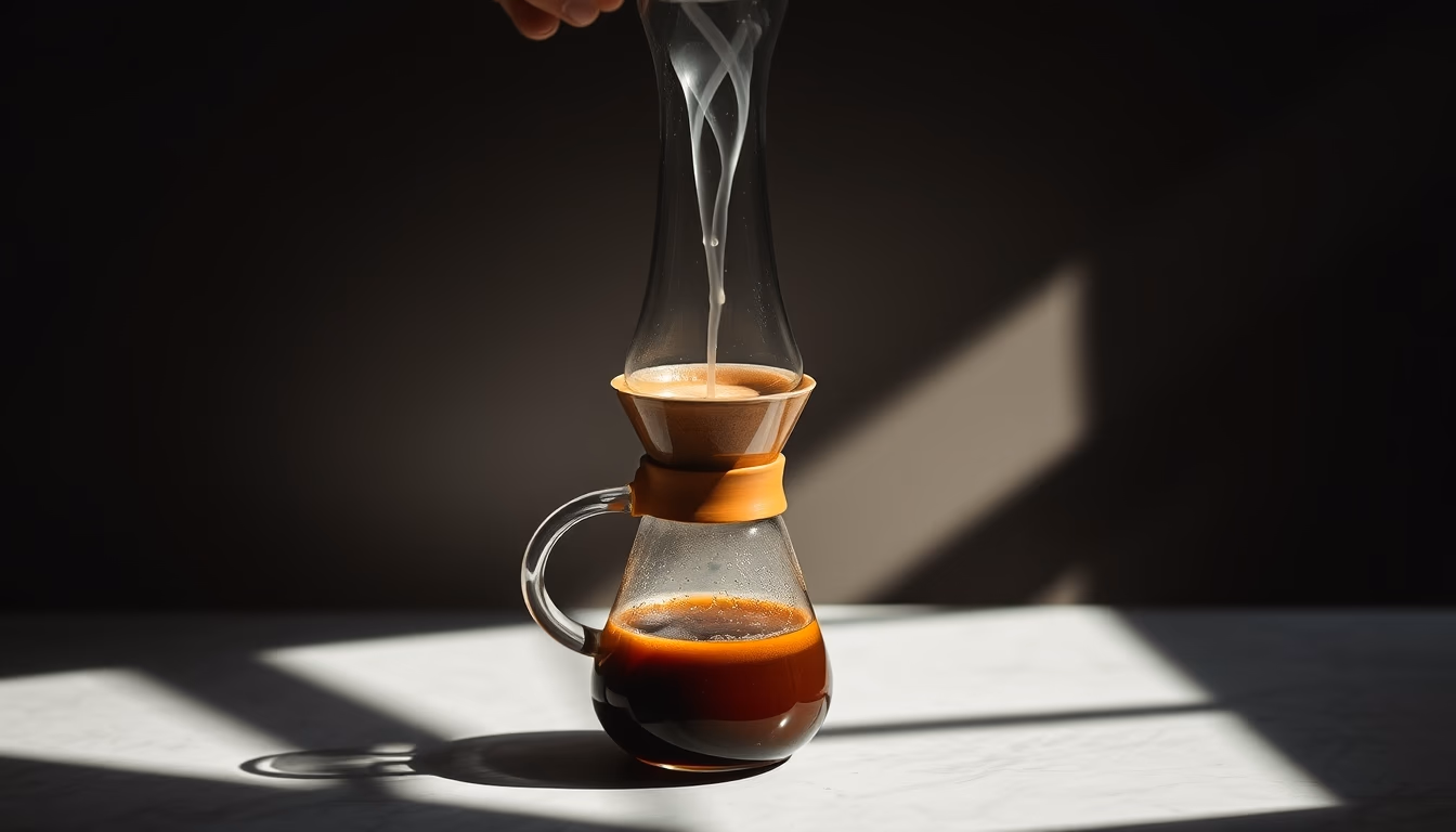 siphon coffee brewer in editorial style