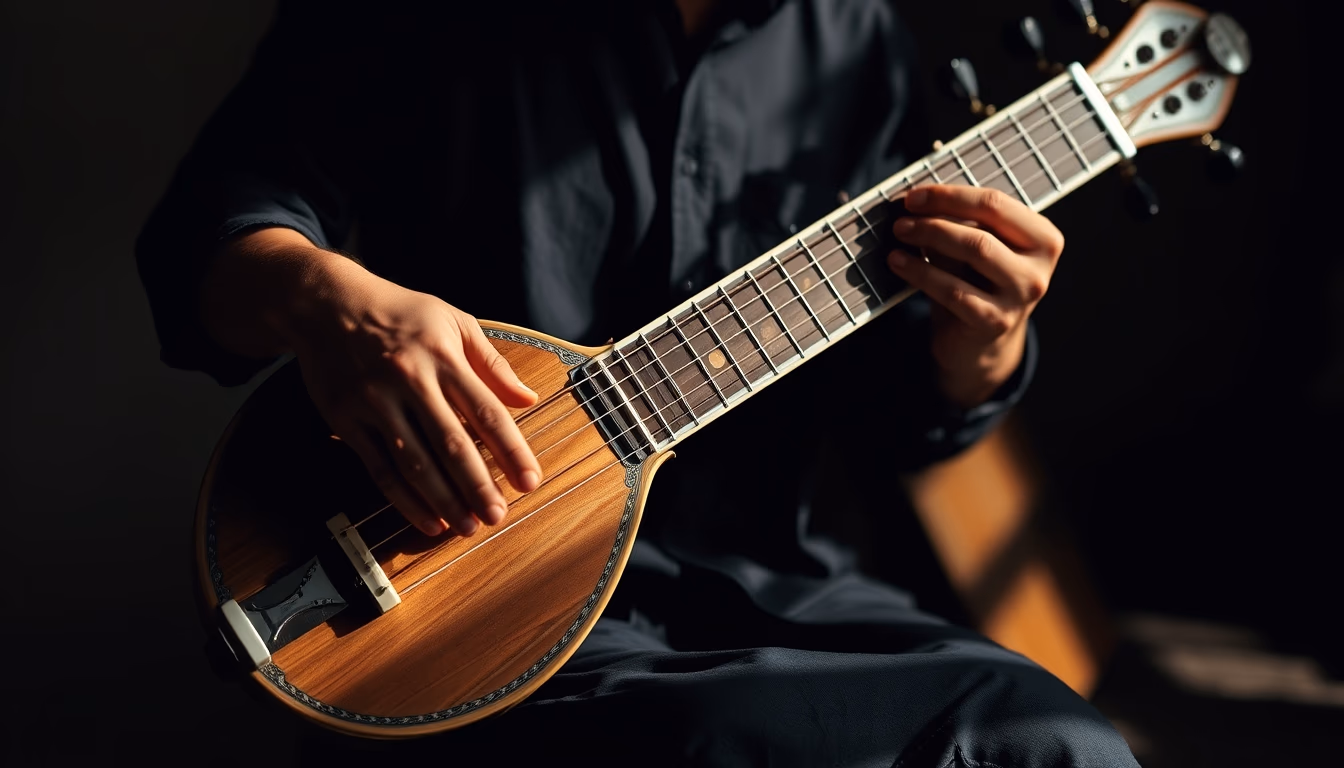 sitar indian carved in editorial style