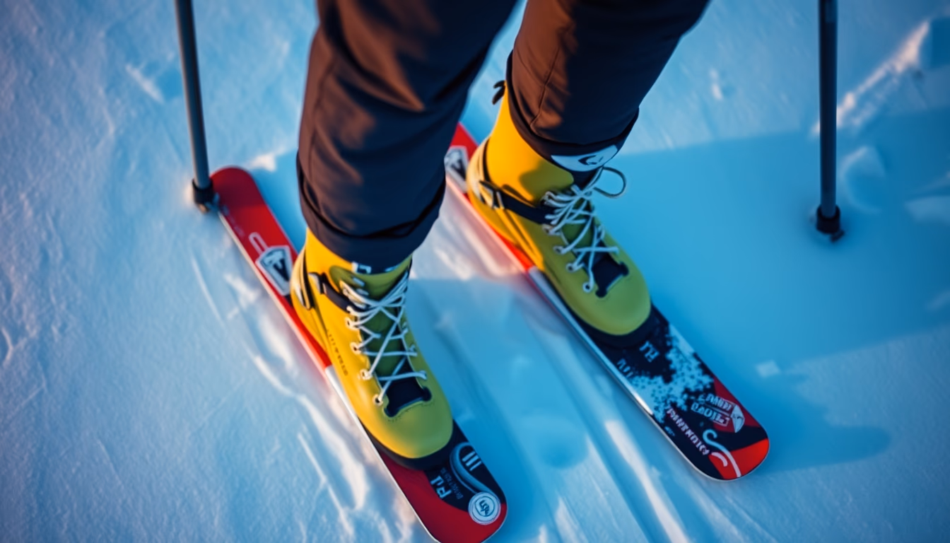 ski boots boots snow in editorial style