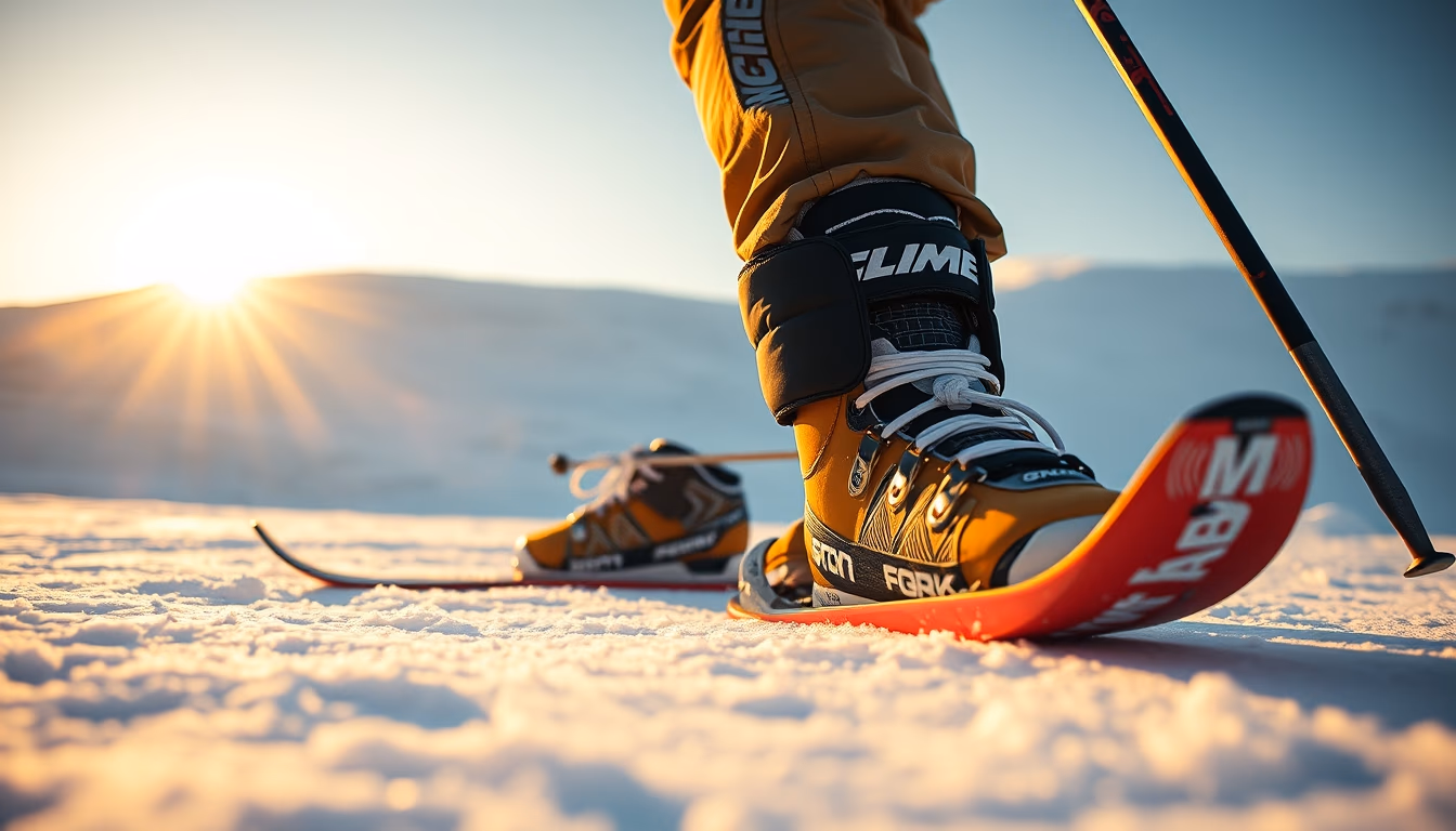 ski boots boots snow in editorial style