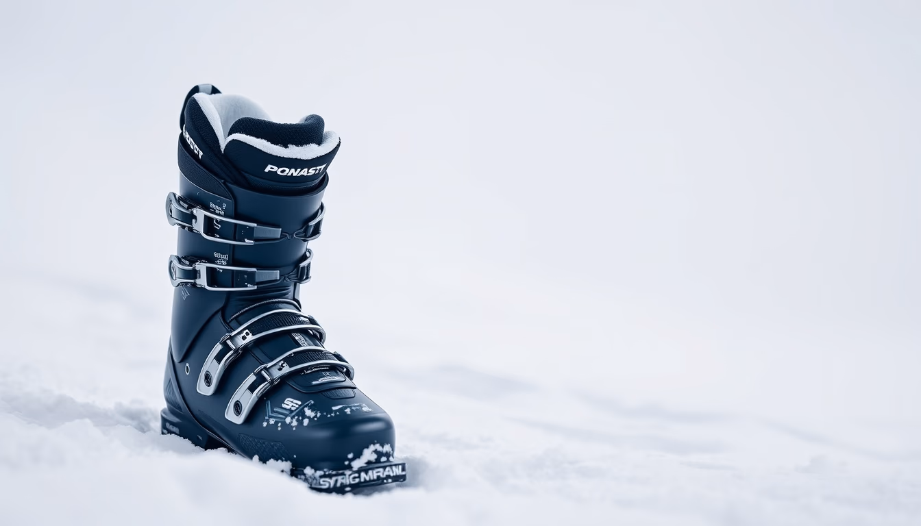 ski boots boots snow in editorial style
