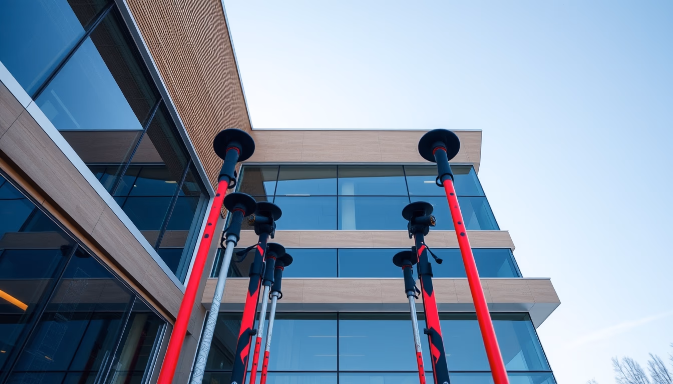 ski poles modern in editorial style