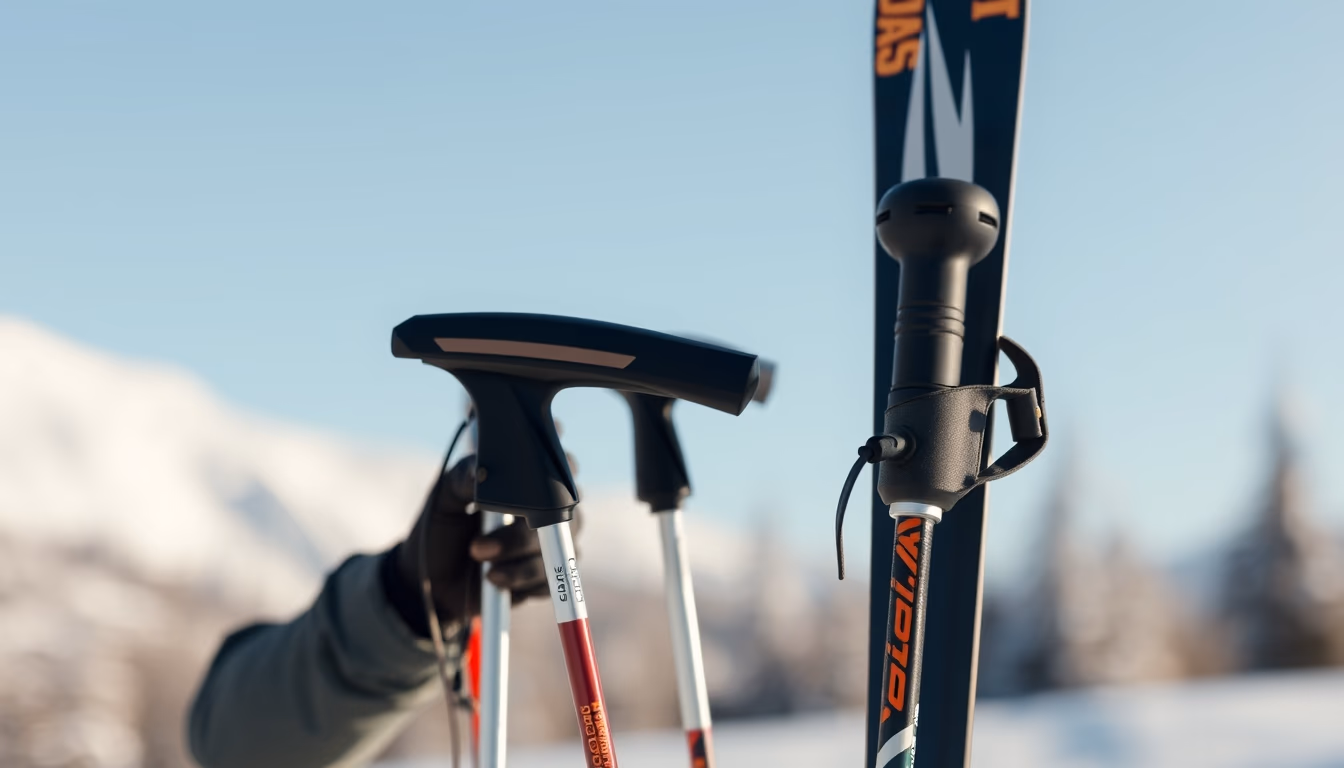 ski poles modern in editorial style