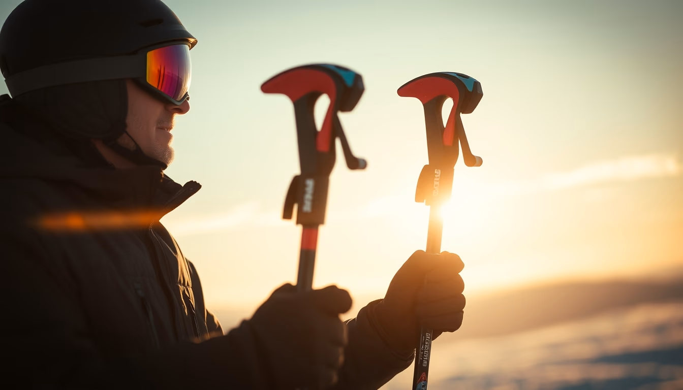 ski poles modern in editorial style