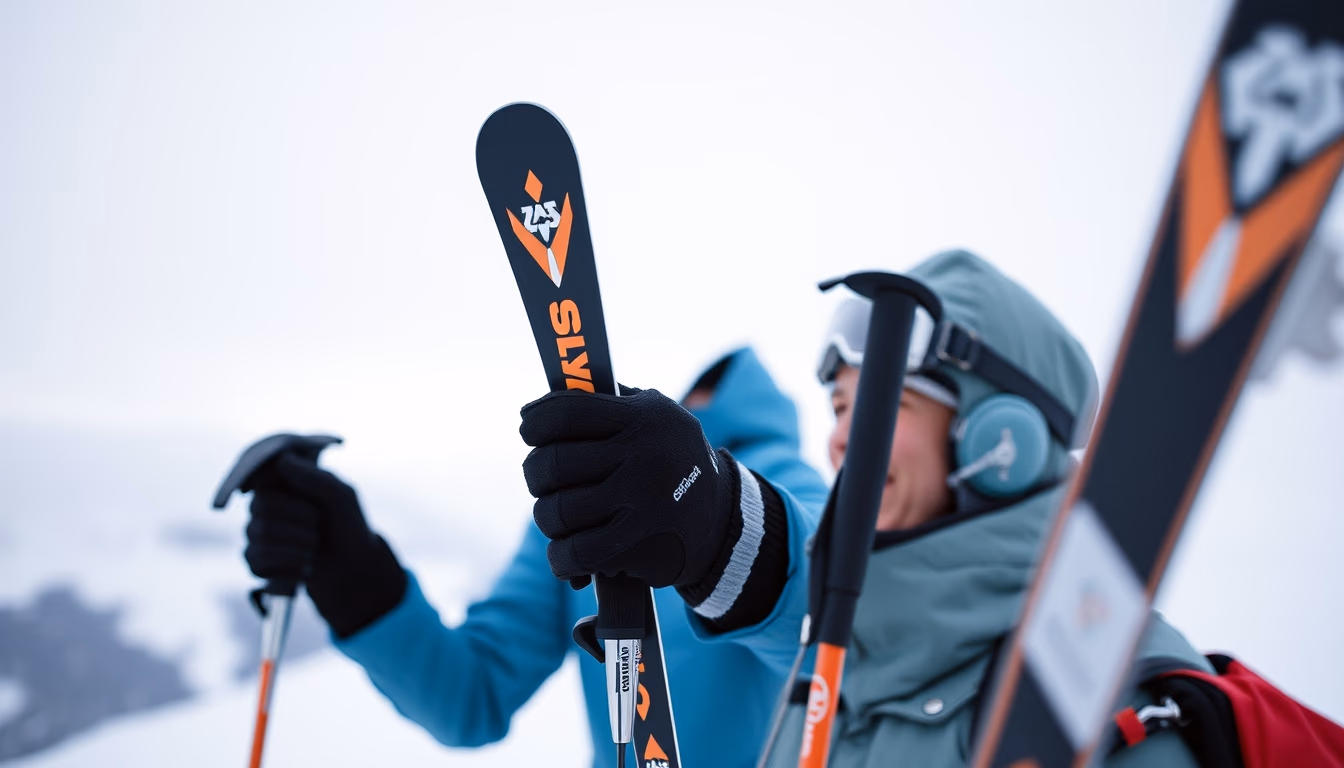 ski poles modern in editorial style