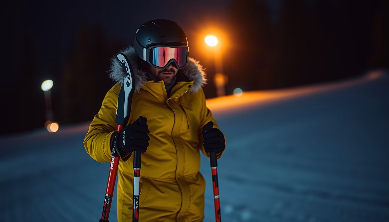 ski poles modern in editorial style