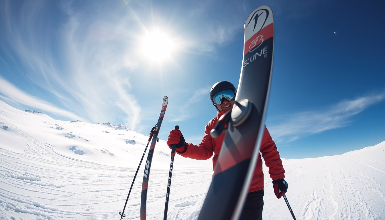 ski poles modern in editorial style