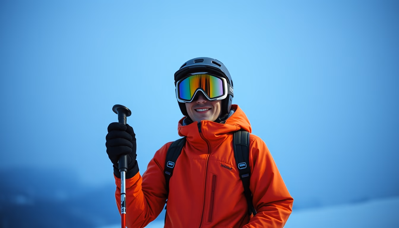 ski poles modern in editorial style